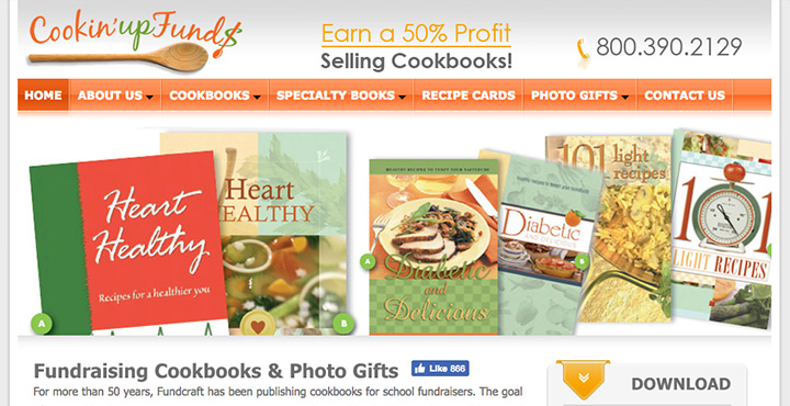 Custom Cookbook Website - Cookin Up Funds Fundcraft Publishing